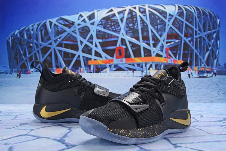 New Men Nike PG 2.5 Black Gold Blue Sole Shoes